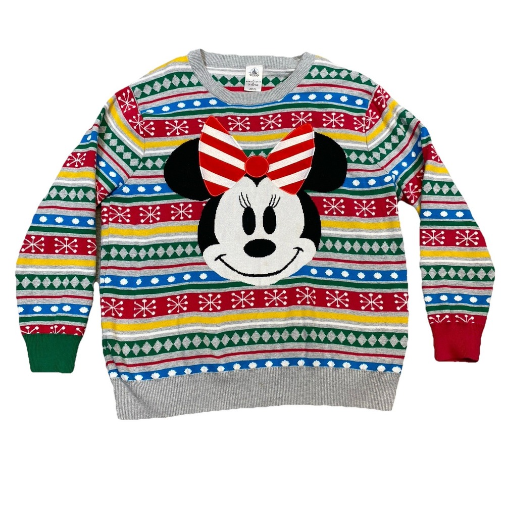 Disney Minnie Mouse Sweater Womens Size XL Christmas Knit Cotton
